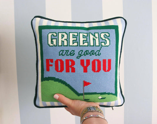 Southern Decorative Greens are Good for You Golf Needlepoint Pillow