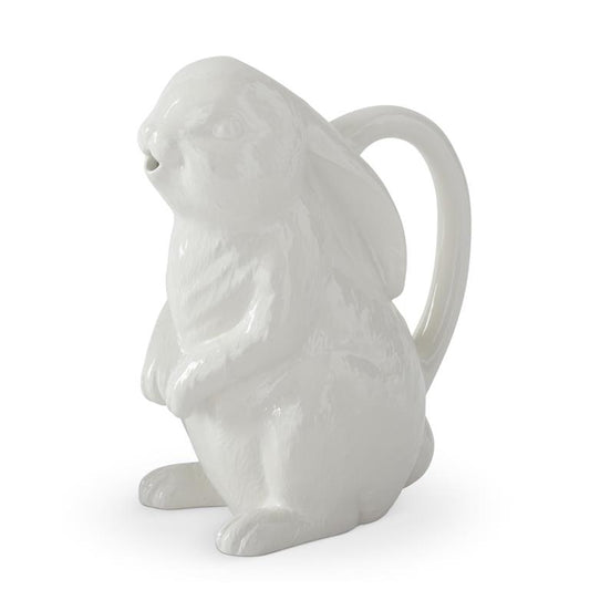 KK White Ceramic Easter Bunny Pitcher 9.75"