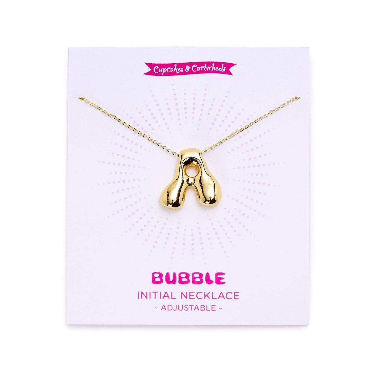Cupcakes & Cartwheels Two's Co. Bubble Initial 25 Pc Letter Necklace on Gift Card Unit