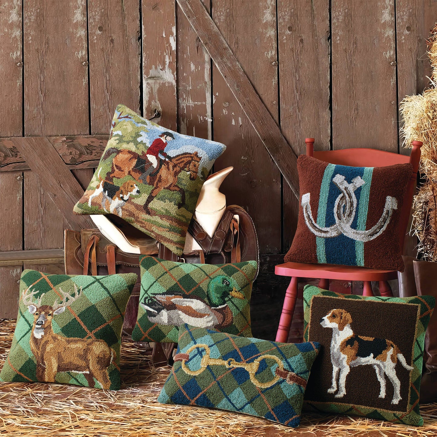 Peaking Handicraft Deer Plaid Hook Pillow