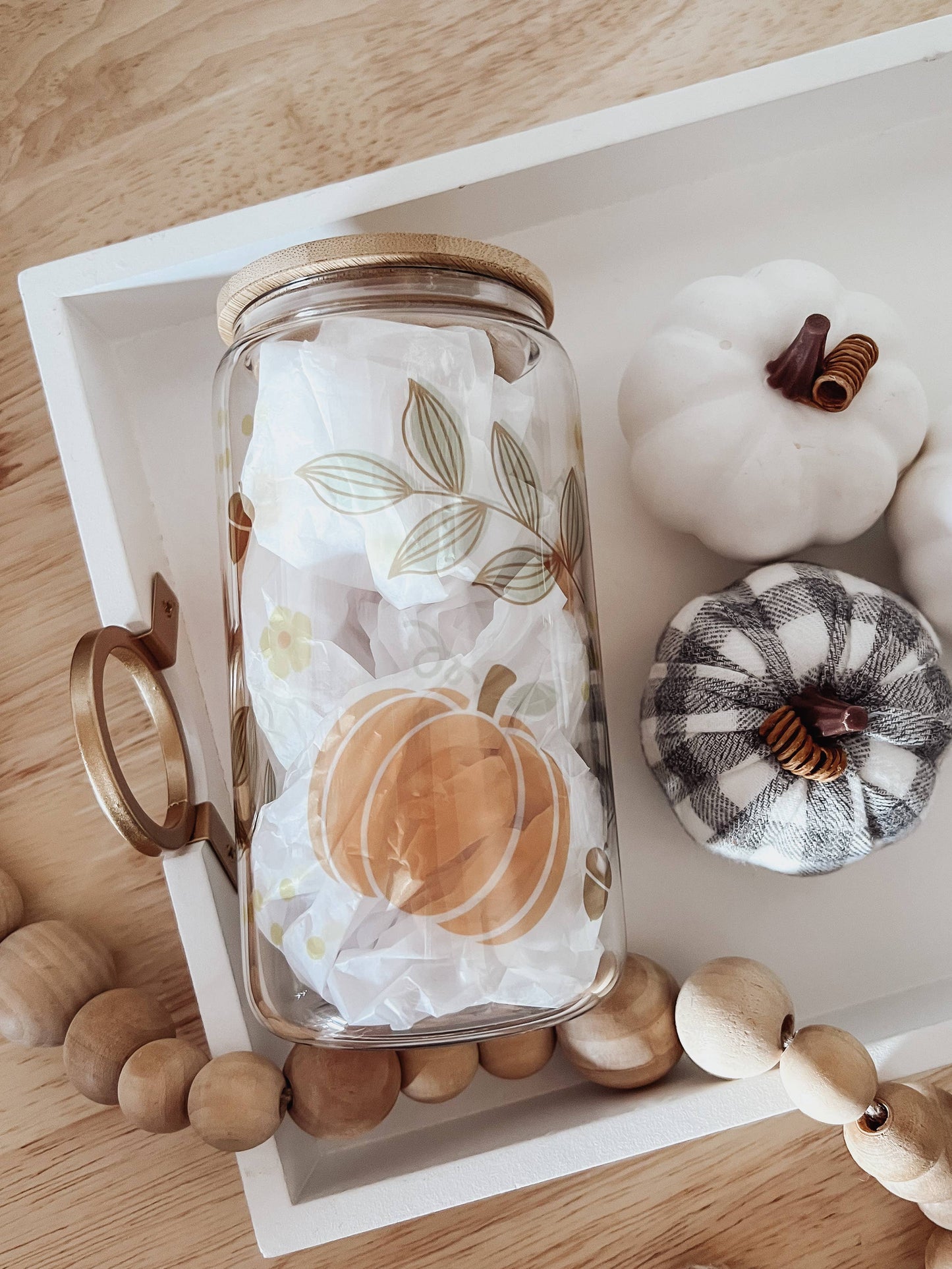 Pumpkins 16 oz Glass Cup with Bamboo Lid – Onic Brands LLC