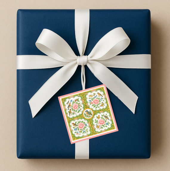 Design Carolinas Antique Rose Medallion Round Gift Tag (Set/Individual)