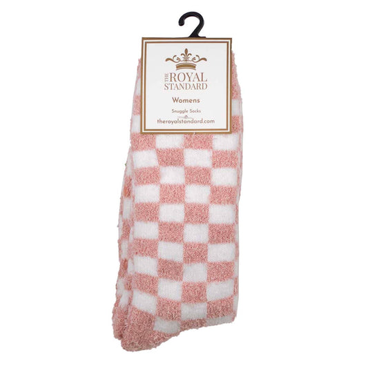 Royal Standard Women's Checkerboard Snuggle Socks   Pink/White   One Size