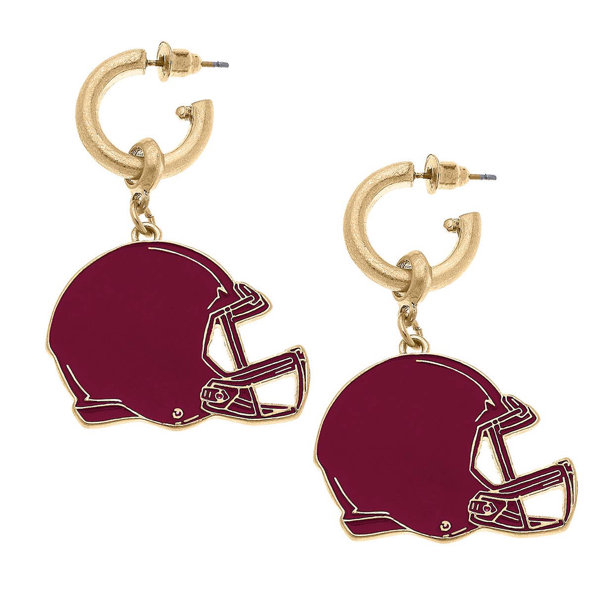 Canvas Style Game Day Football Helmet Enamel Earrings
