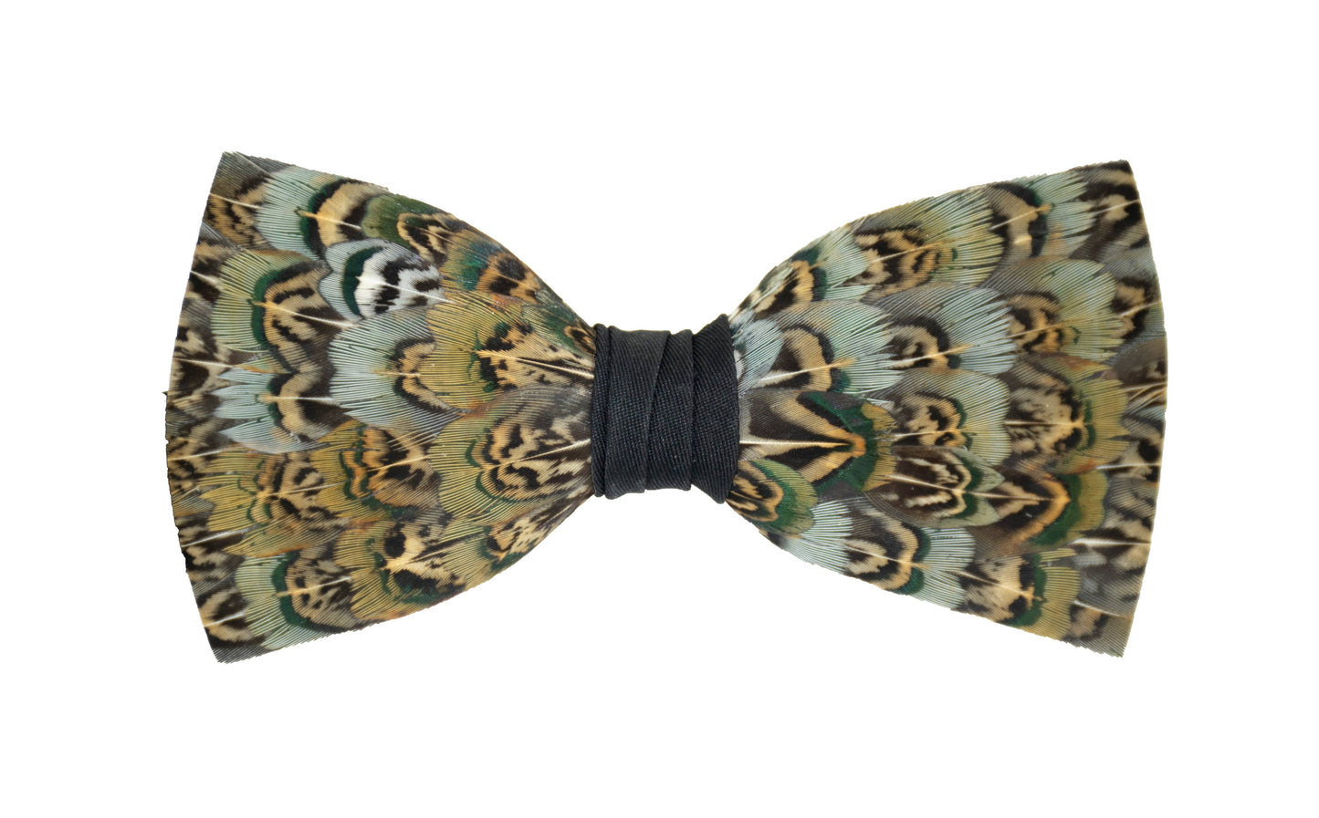 Monarch & Mariposa Feather Bow Tie - Light Blue Pheasant