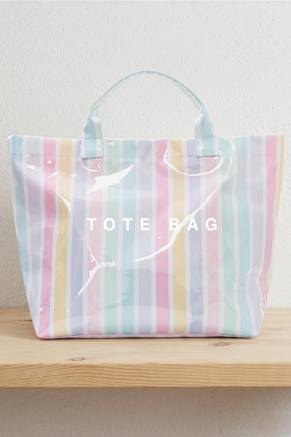Nash Grey Pastel Striped Vinyl TOTE BAG