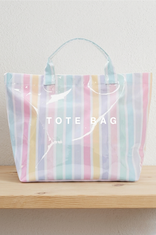 Nash Grey Pastel Striped Vinyl TOTE BAG