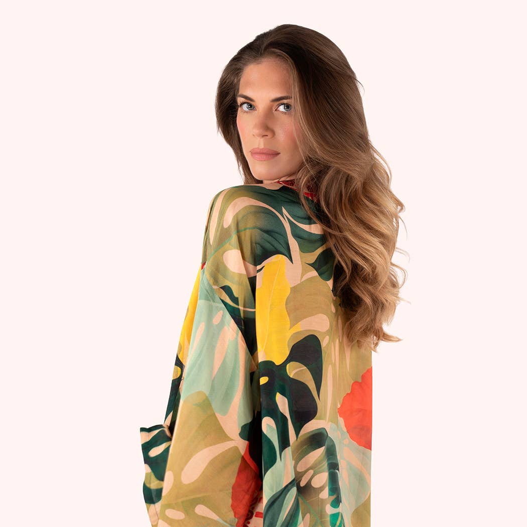 Kimono Jacket - Exotic Leaves, by Powder Designs