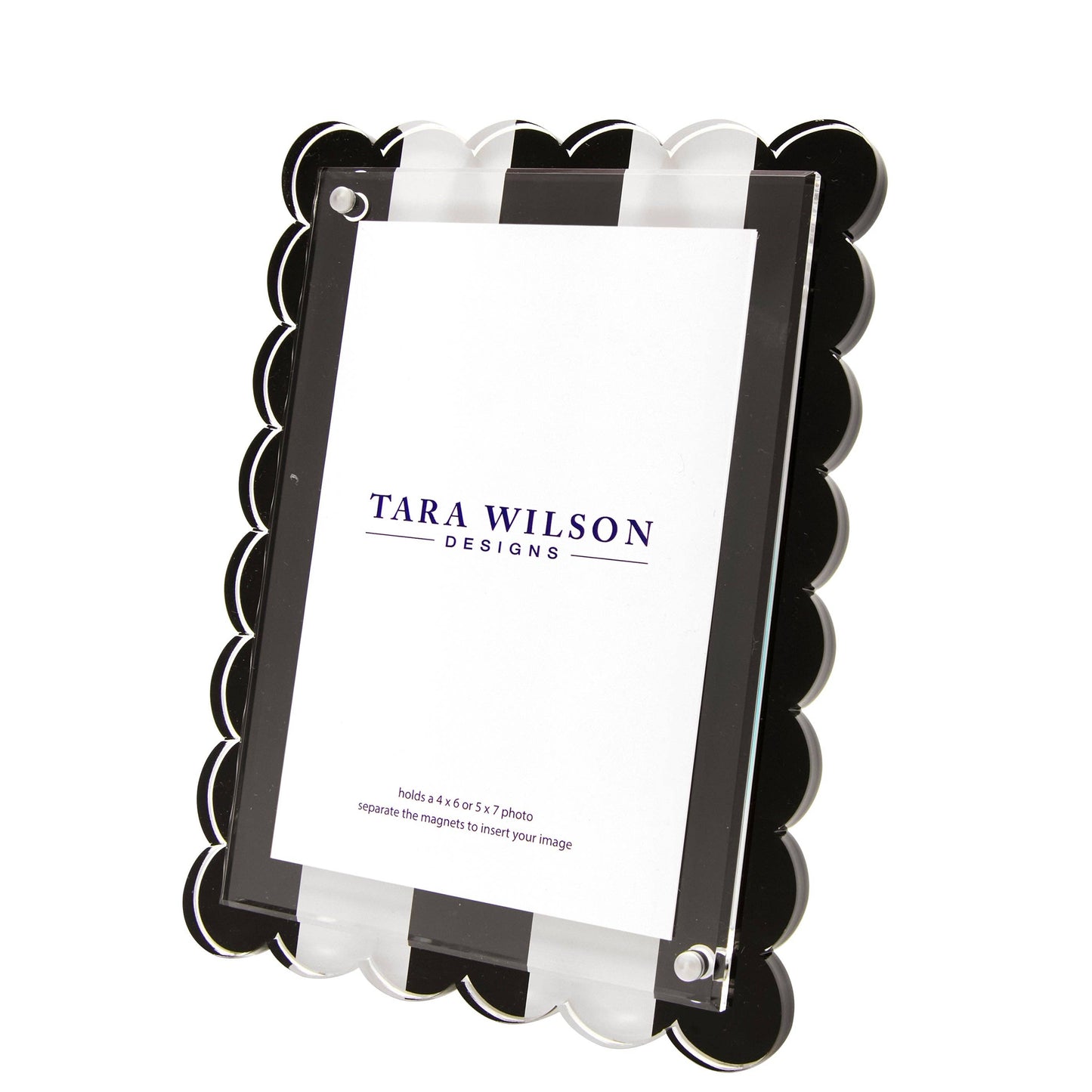 Tara Wilson SCALLOP FRAME BLACK & WHITE STRIPE FRAME