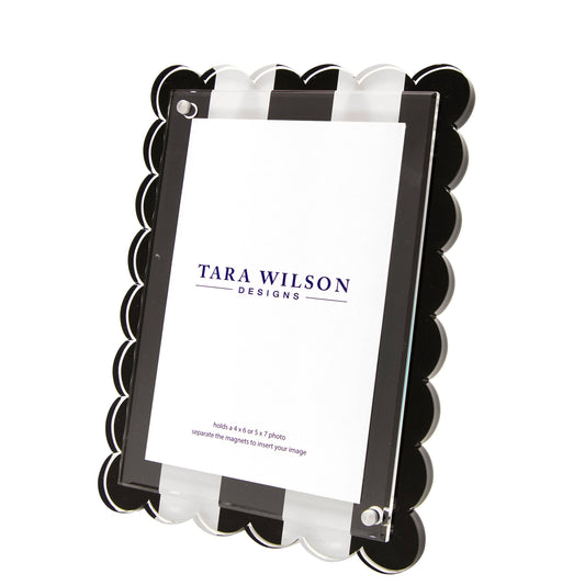 Tara Wilson SCALLOP FRAME BLACK & WHITE STRIPE FRAME