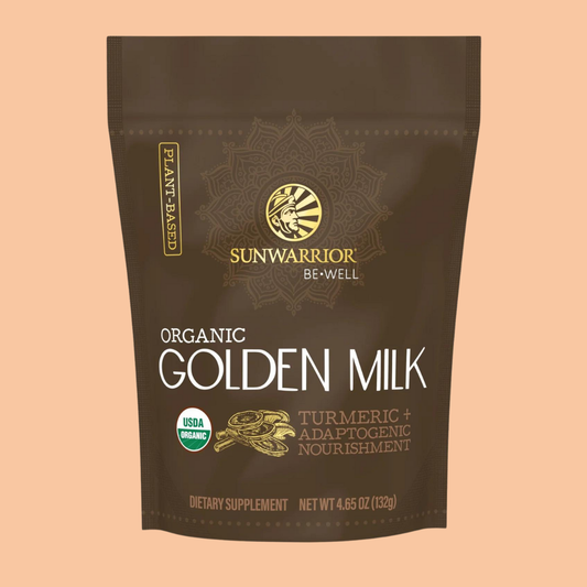 SUNWARRIOR Be Well Golden Milk Drink Powder Mix - Turmeric & Adaptogens