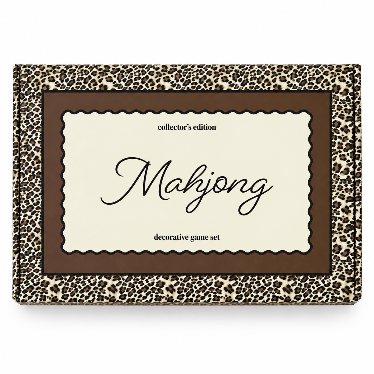 Leopard Print Mahjong Set with Mat, Tile Bag & Gift Box