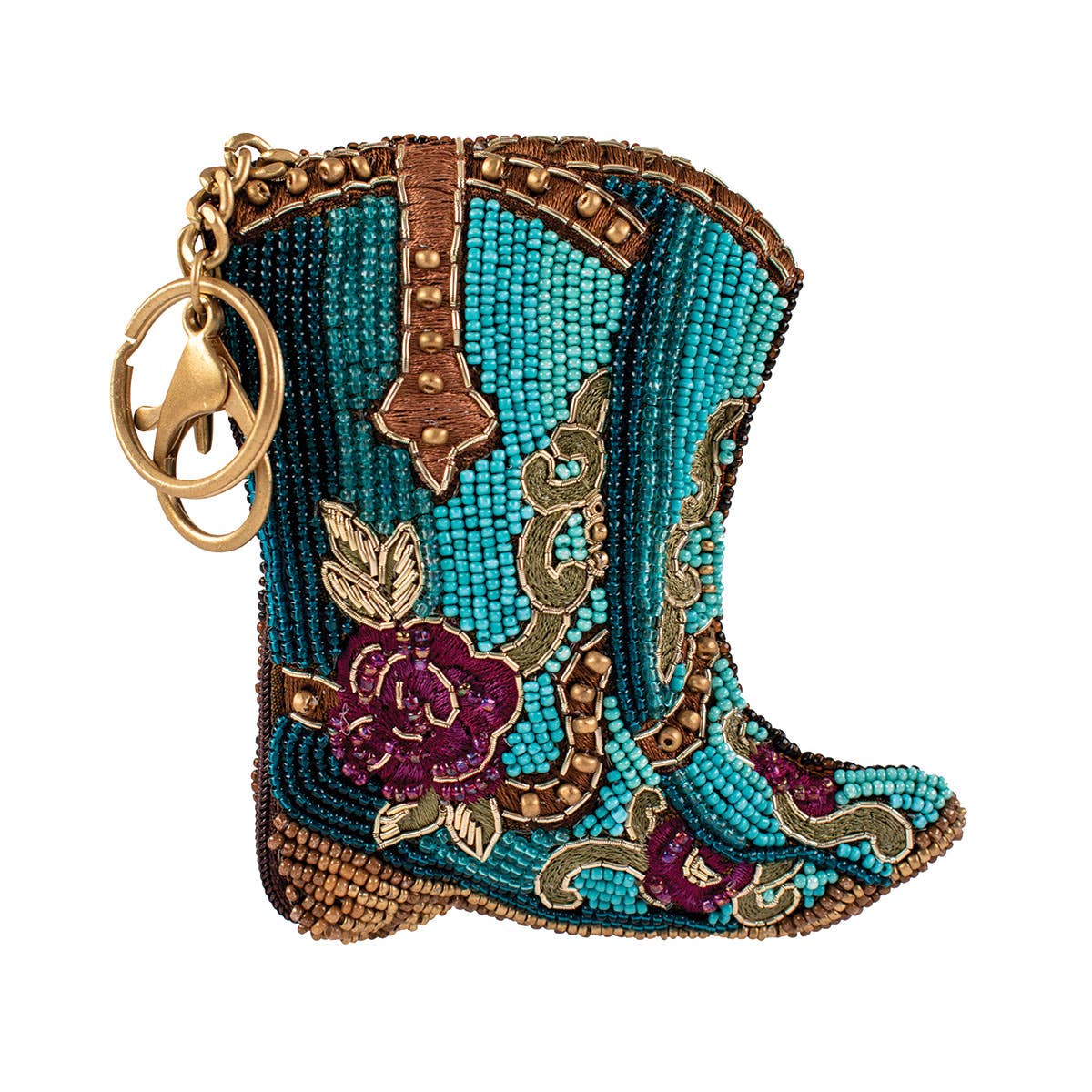 Mary Francees Kickin' Around Beaded Cowboy Boots Coin Purse/Key Fob