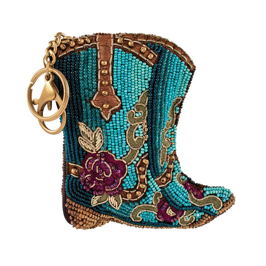 Mary Francees Kickin' Around Beaded Cowboy Boots Coin Purse/Key Fob