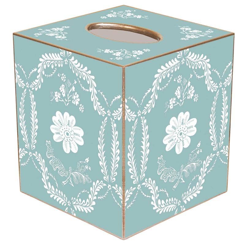 Marye-Kelley Aqua Provincial Tissue Box Cover