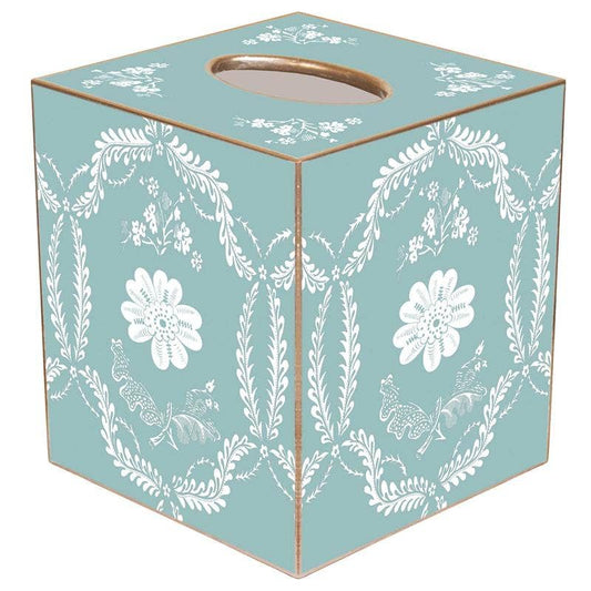 Marye-Kelley Aqua Provincial Tissue Box Cover