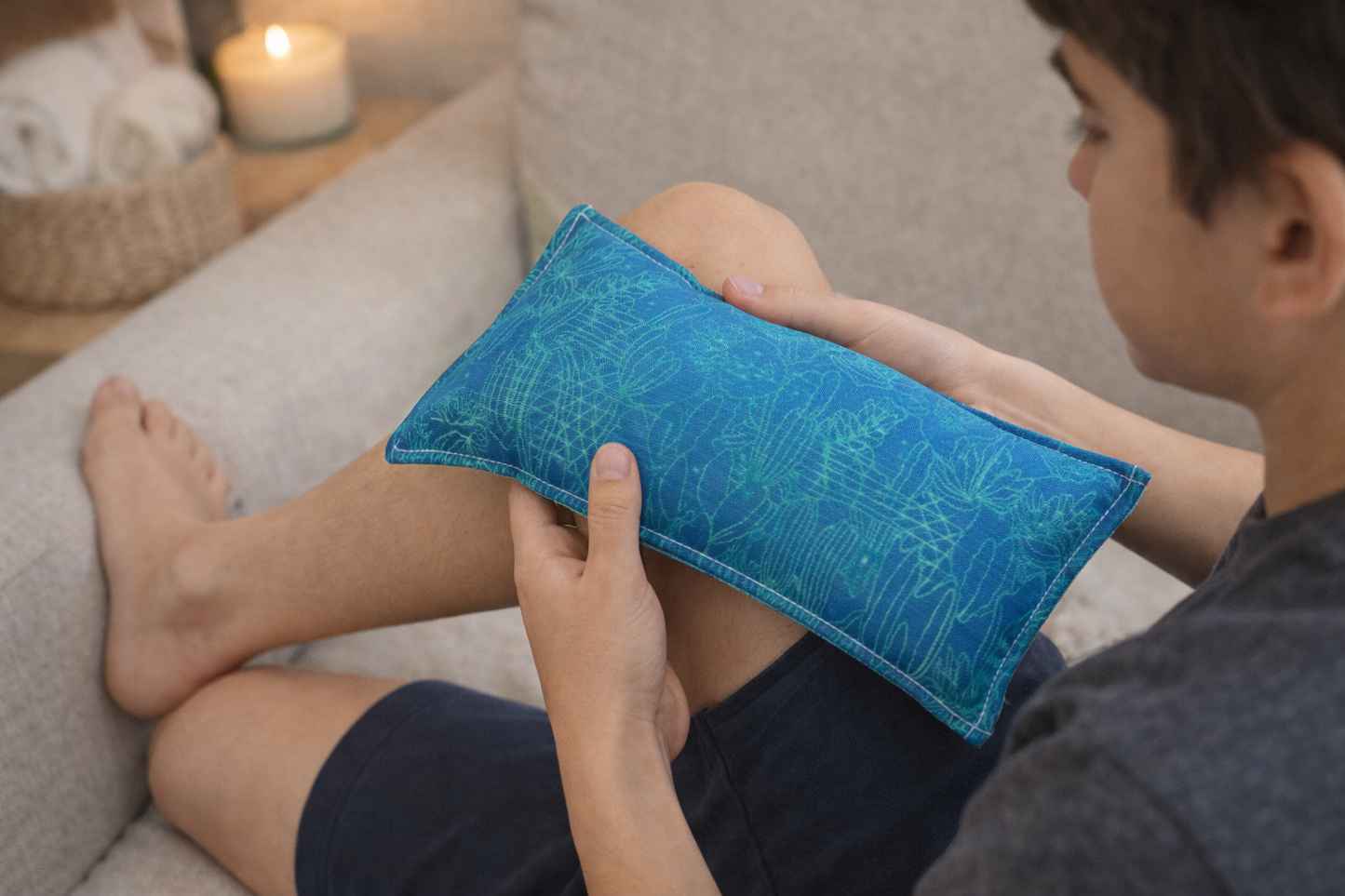 Reusable Hot/Cold Rice Pack - Blue Cactus Plants