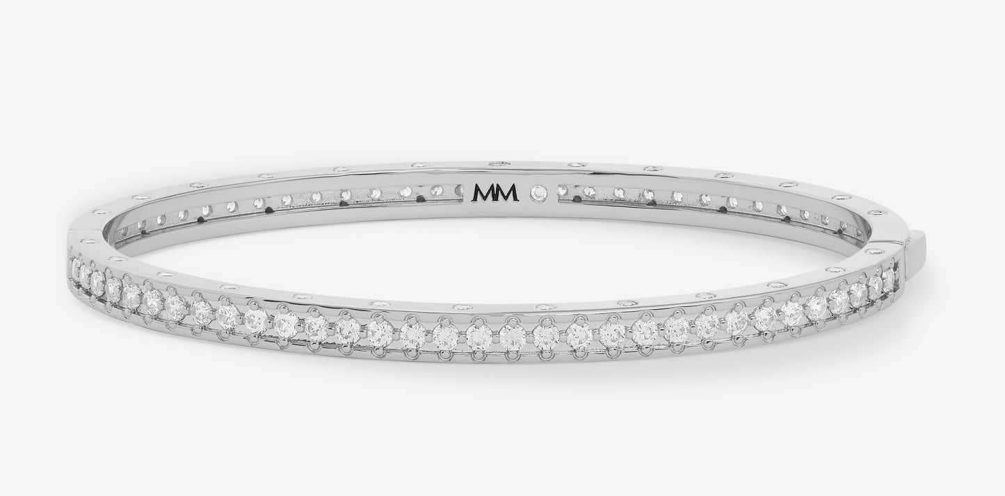 Melinda Maria Ashley Pave Cuff, Silver/White, 4mm, 7"