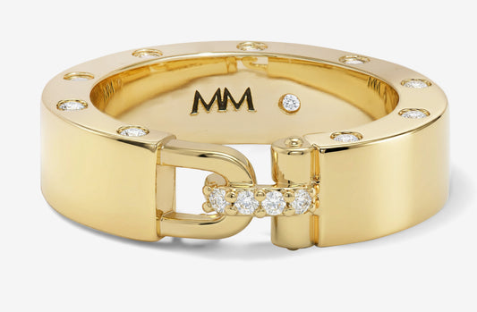 Melinda Maria Ashley Smooth Lock Ring, Gold/White