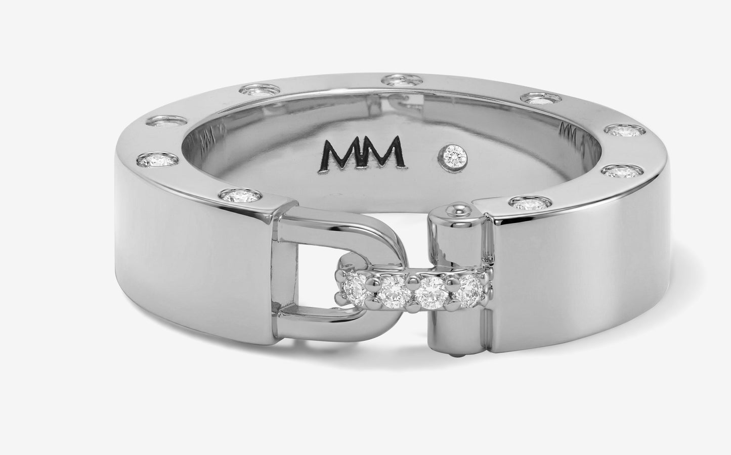 Melinda Maria Ashley Smooth Lock Ring, Silver/White