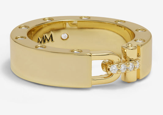 Melinda Maria Ashley Smooth Lock Ring, Gold/White