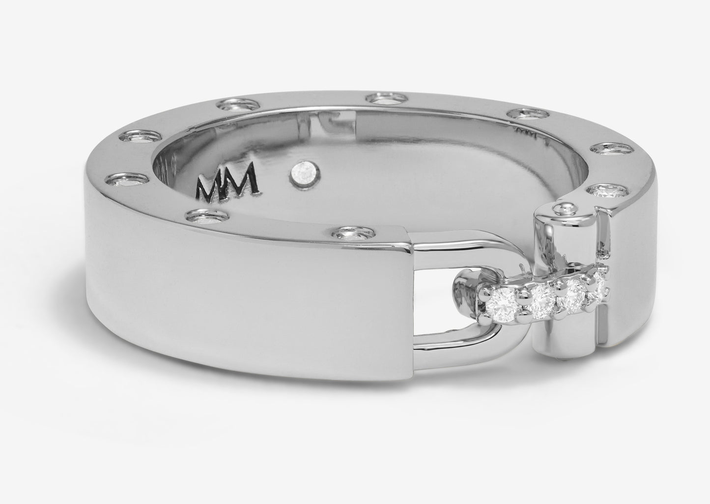 Melinda Maria Ashley Smooth Lock Ring, Silver/White