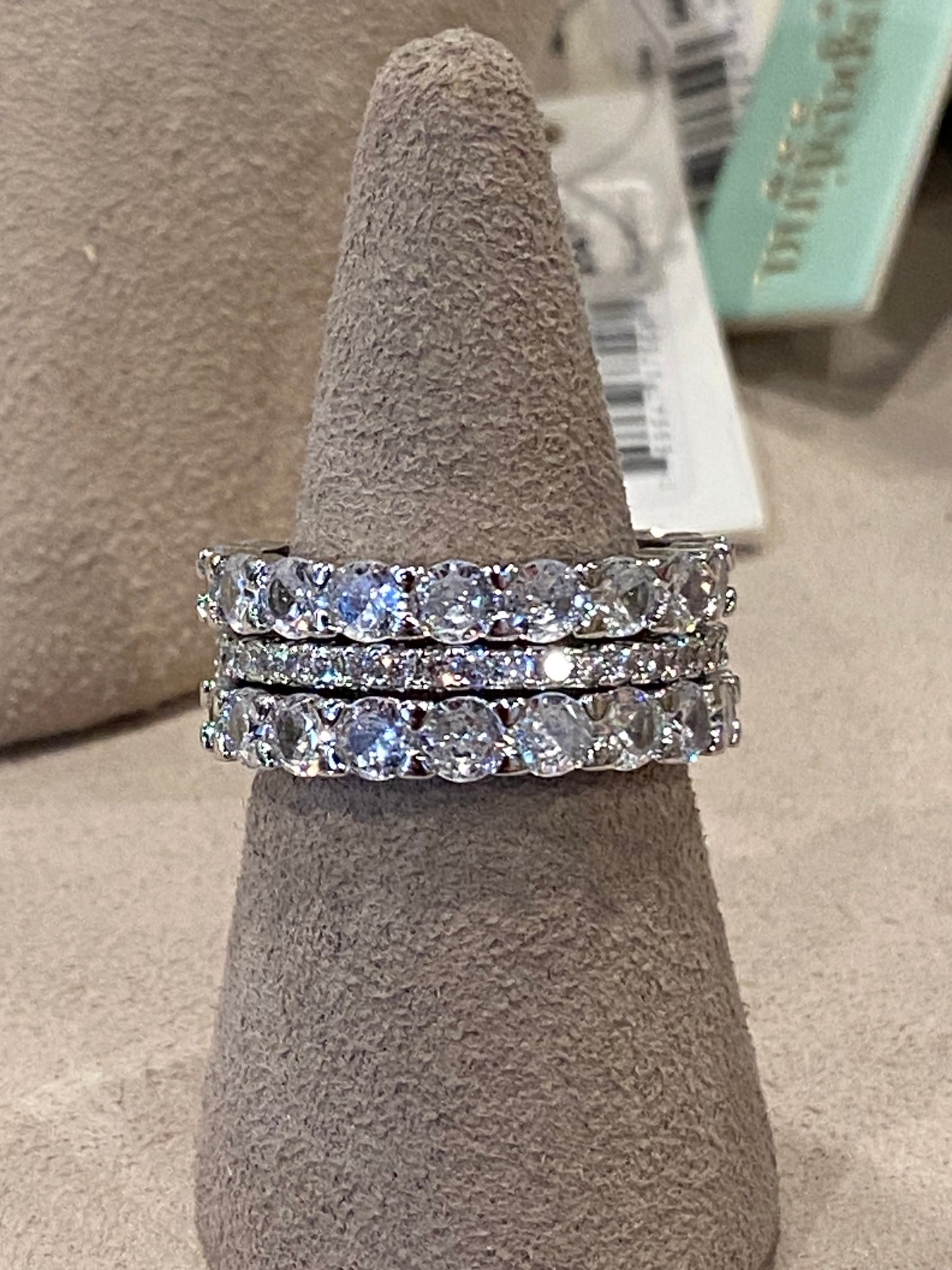 3 Piece Silver Morganite Stack Ring Set