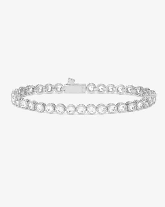 Melinda Maria Baroness Tennis Bracelet, Silver/White, 3mm, 7.5"