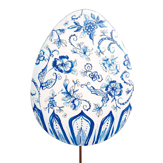 Round Top Posh Blue Egg Metal Stake