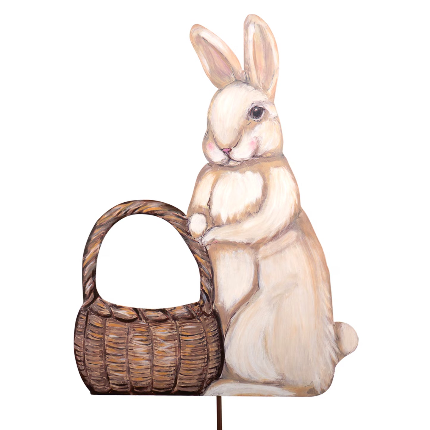Round Top Metal Display Easter Bunny w/ Basket Pocket