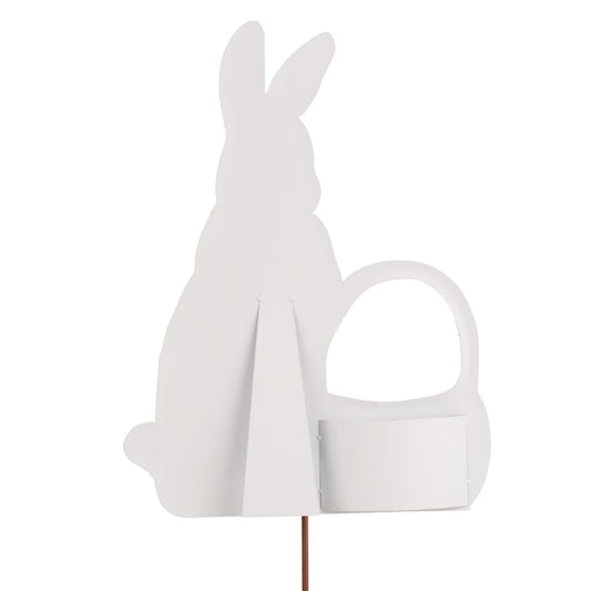 Round Top Metal Display Easter Bunny w/ Basket Pocket