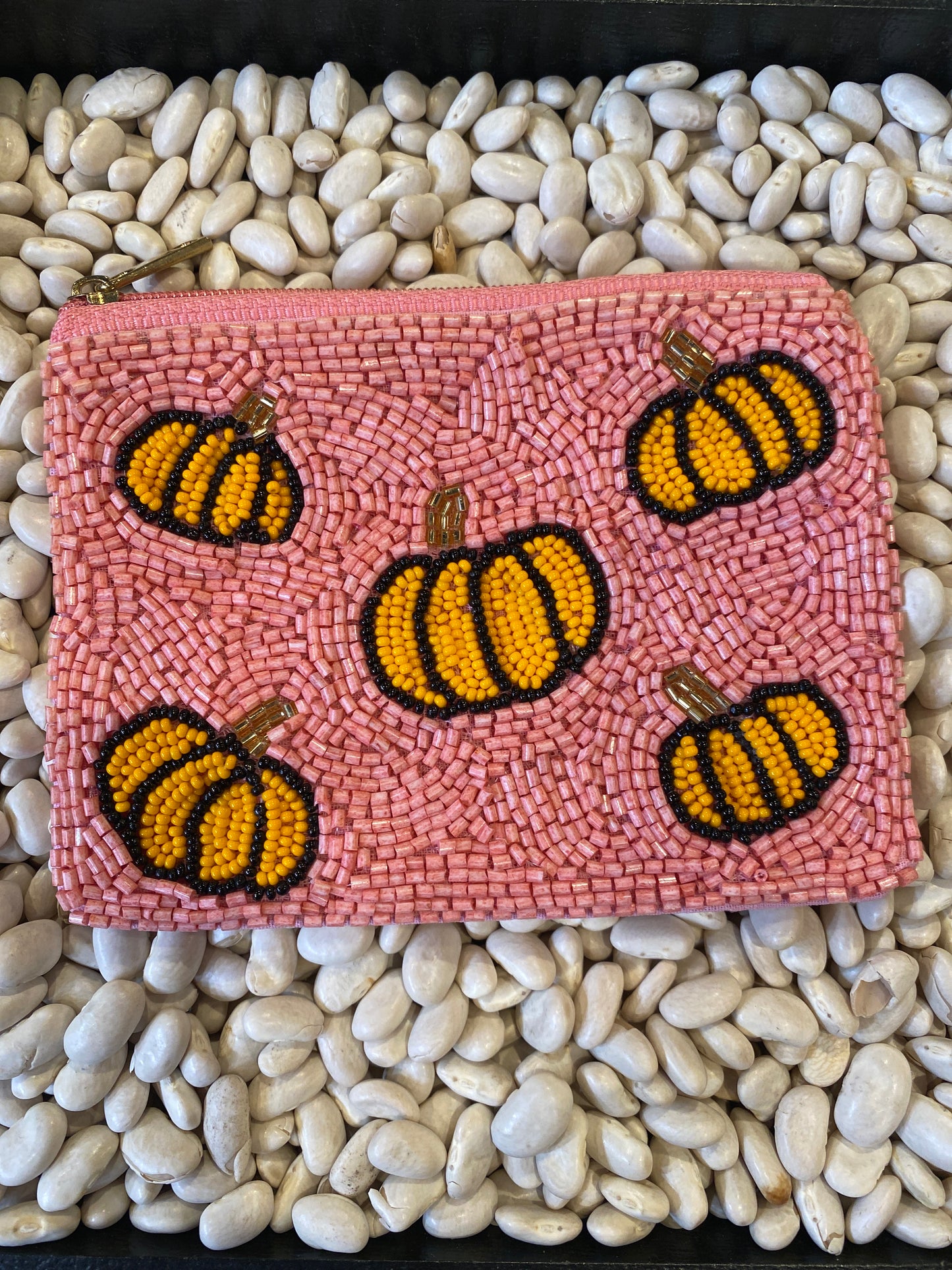 KP Pink Pumpkin Beaded Coin Bag