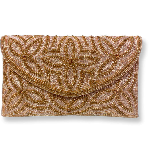 David Jeffery Handbag - Blush Beads and Sequins Clutch w/Chain