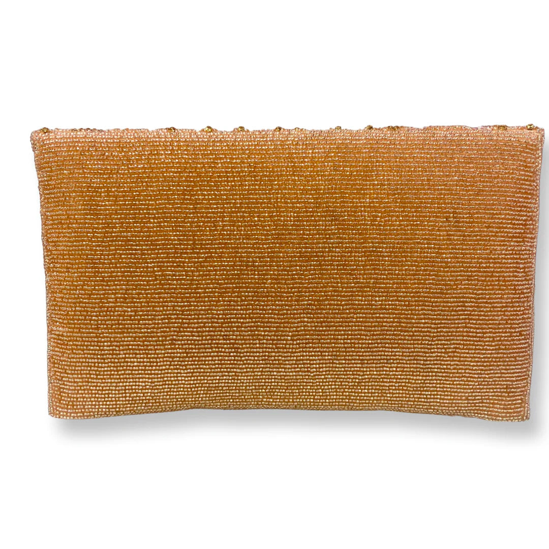 David Jeffery Handbag - Blush Beads and Sequins Clutch w/Chain
