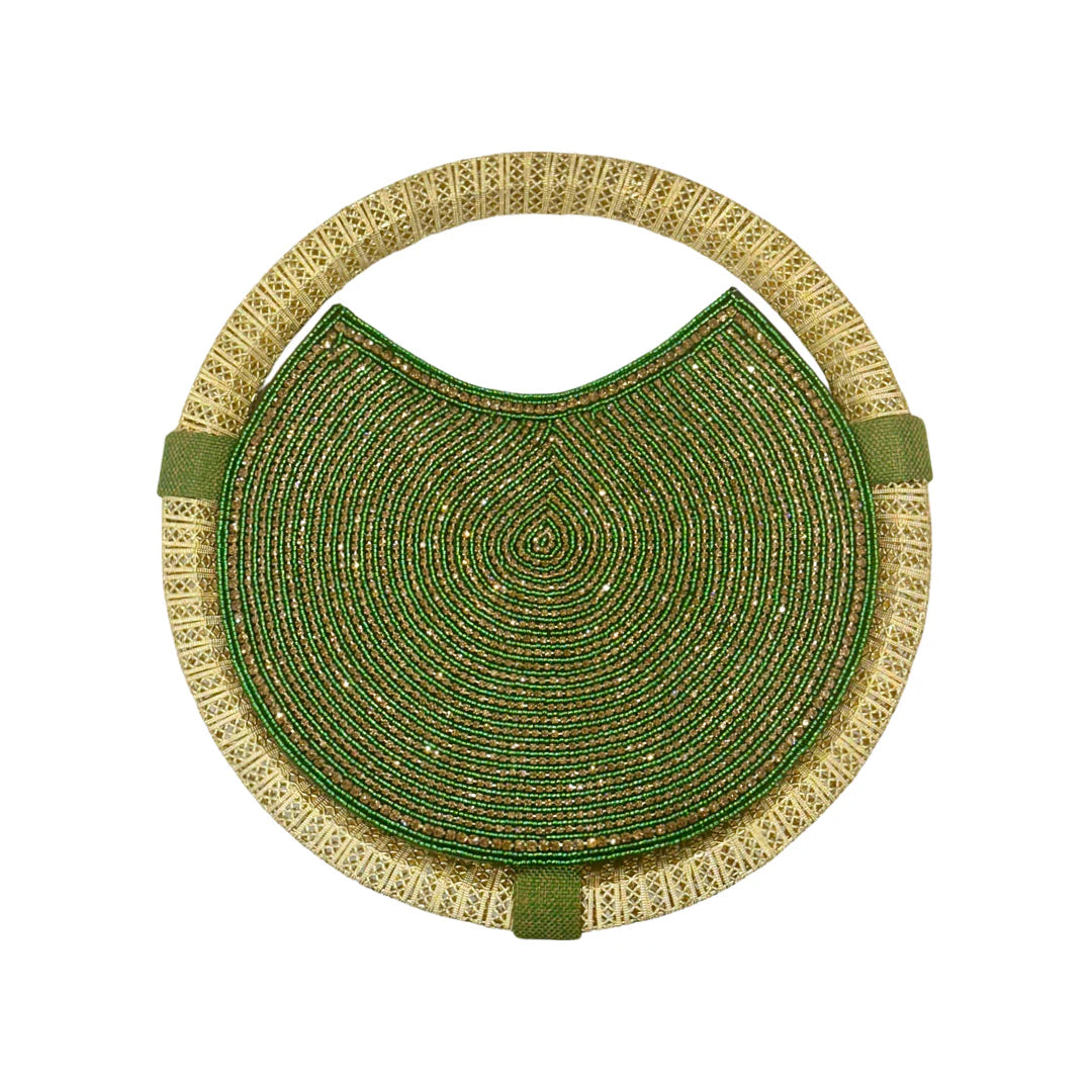 David Jeffery Handbag - Green w/Gold Stones