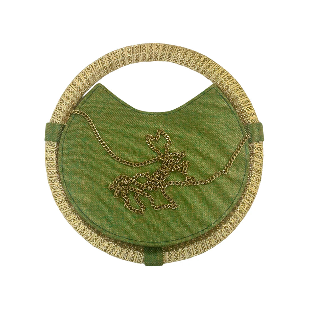 David Jeffery Handbag - Green w/Gold Stones
