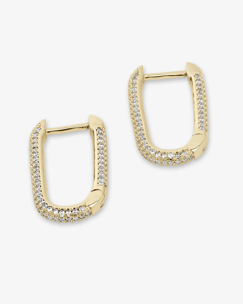 Melinda Maria Carrie Pave' Chain Huggies, Gold