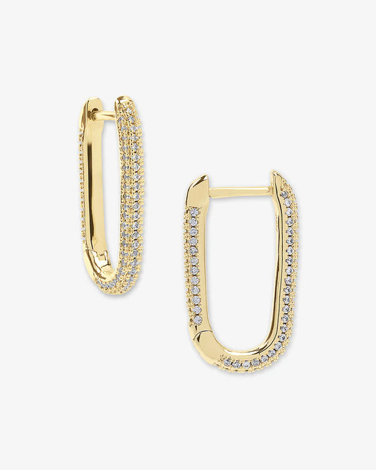 Melinda Maria Carrie Pave' Chain Huggies, Gold