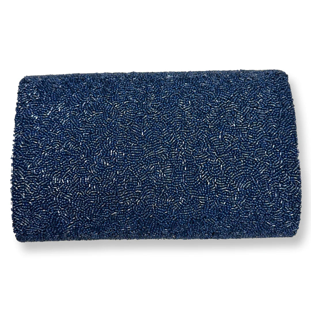 David Jeffery Handbag - Navy Beaded Multicolor Clutch