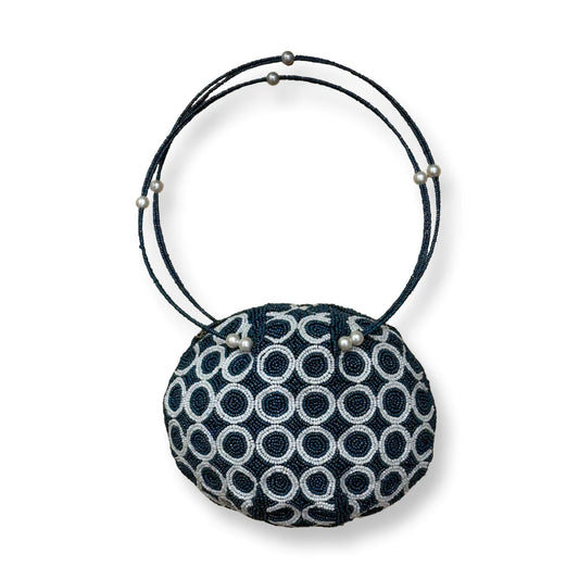 David Jeffery Handbag - Blue Ivory Beads w/Beaded Strap