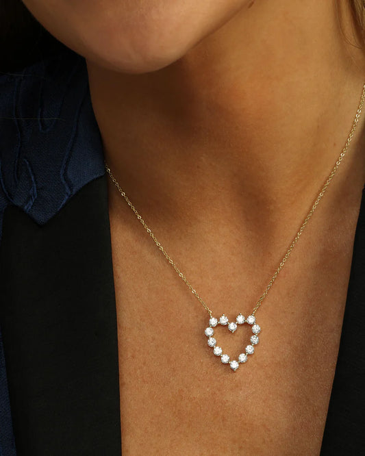 Melinda Maria She's an Icon Small Heart Necklace, Gold/White