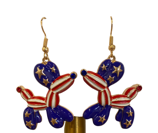 Patriotic Poodle Dangle Earrings