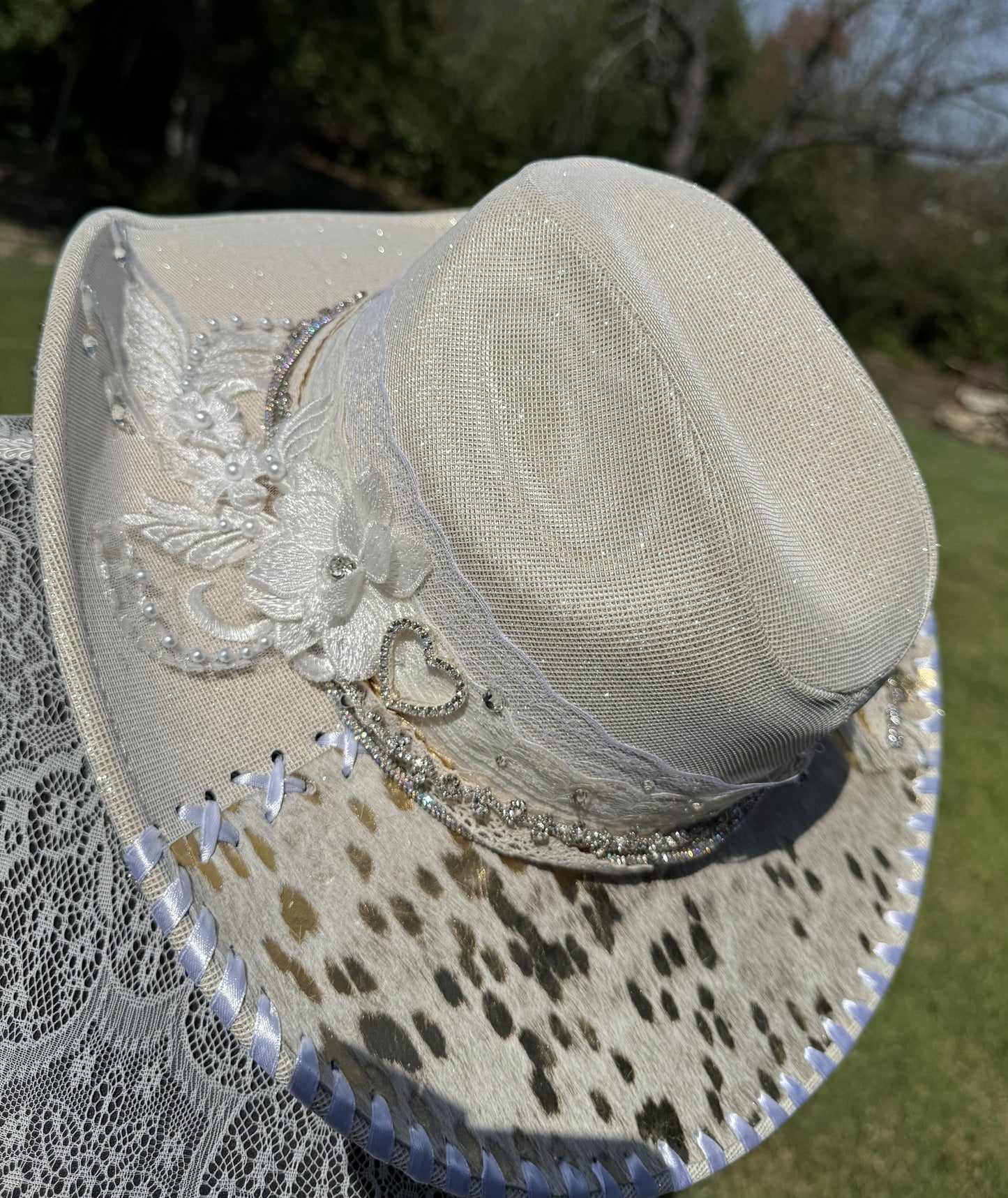 Annie’s Touch Premium Wool Cowgirl Hat Cheetah with Glitter