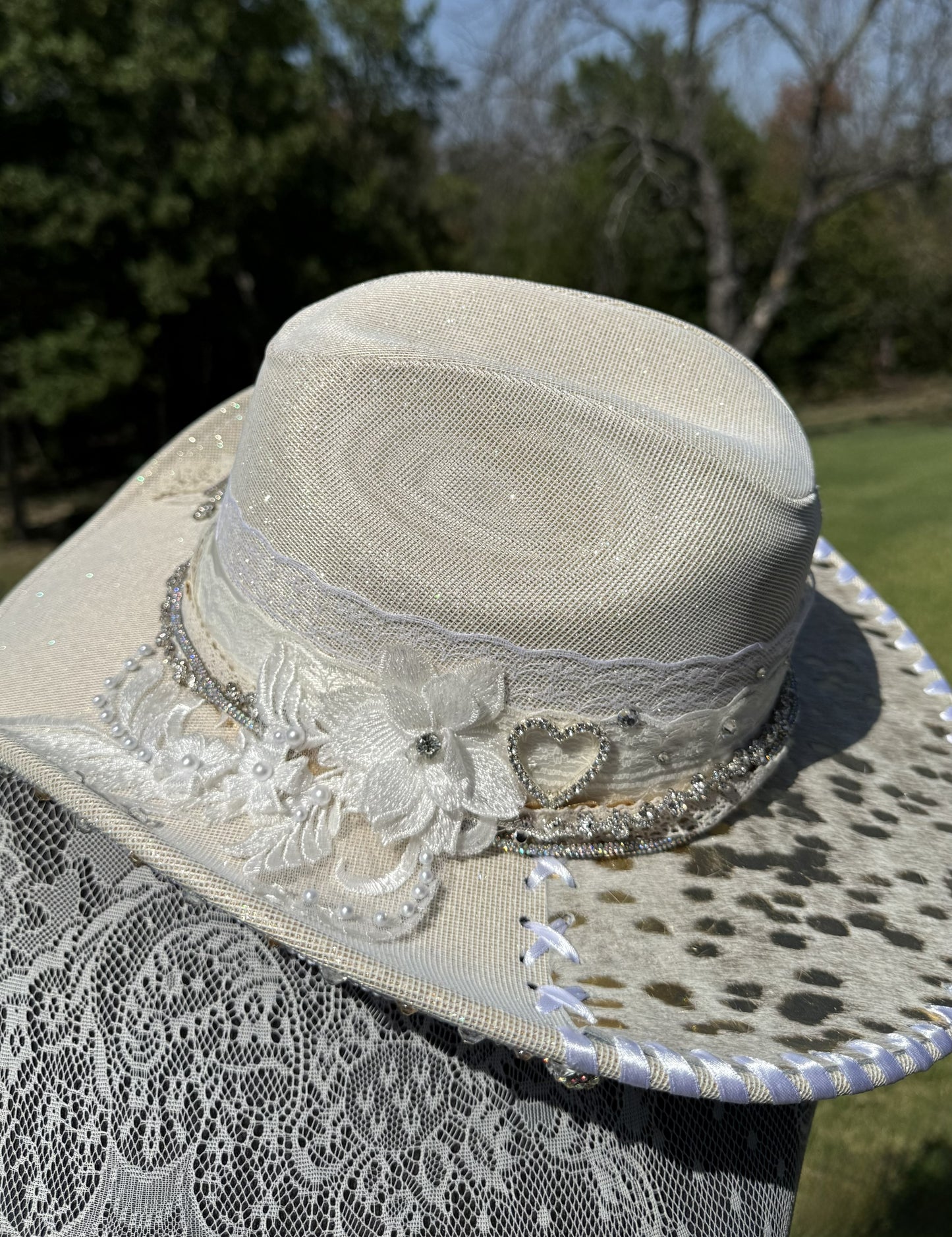 Annie’s Touch Premium Wool Cowgirl Hat Cheetah with Glitter