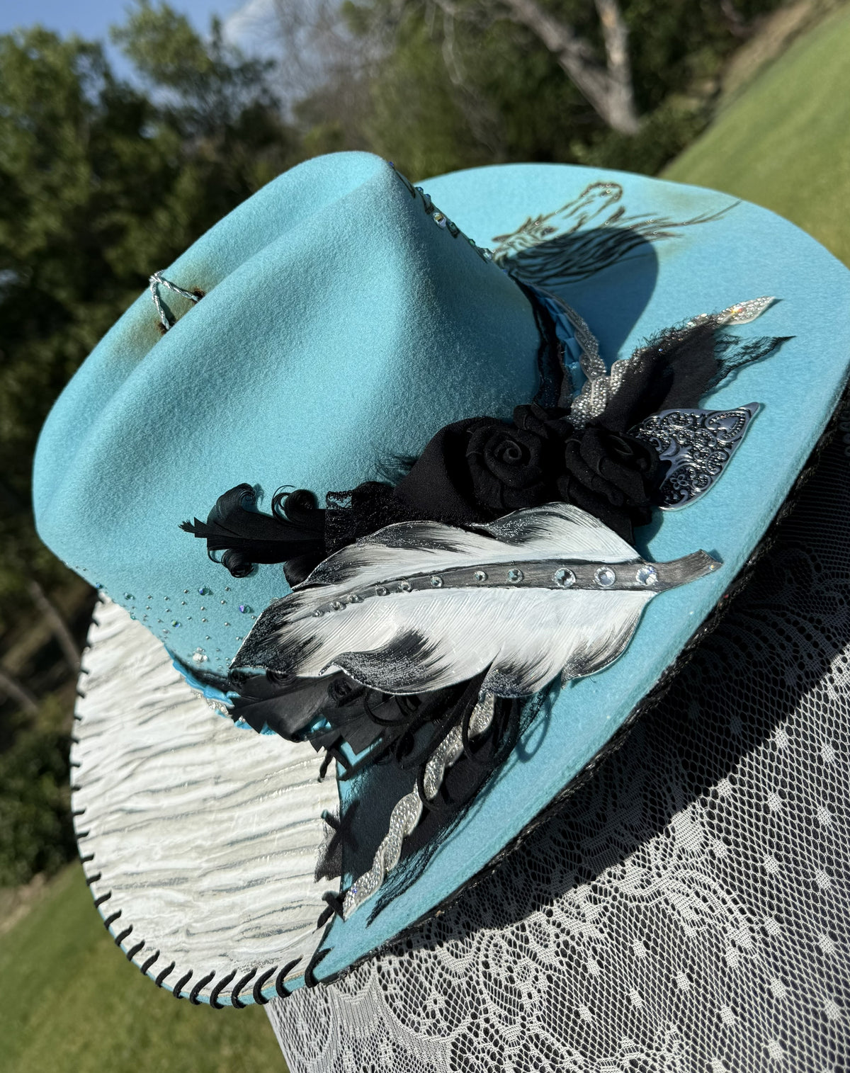 Annie’s Touch Wool Cowgirl Hat - Wild Turquoise Mustang