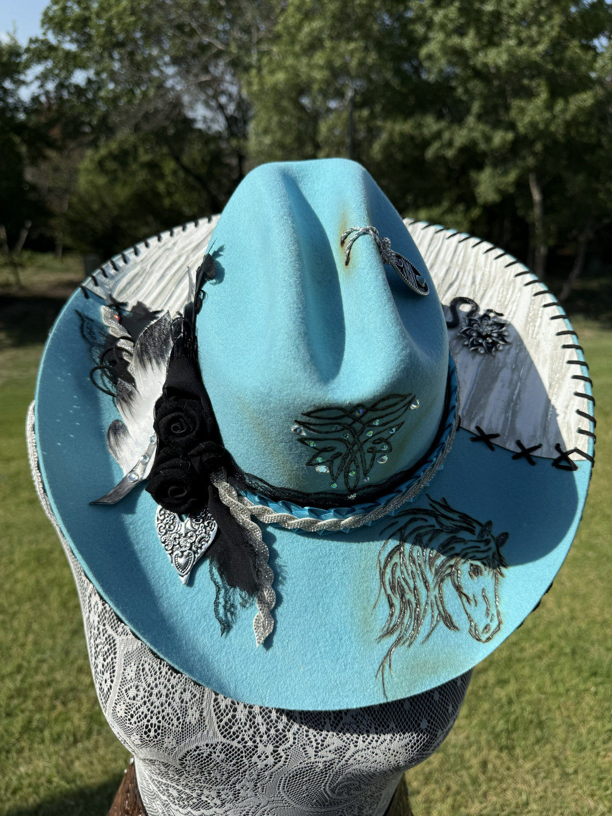 Annie’s Touch Wool Cowgirl Hat - Wild Turquoise Mustang