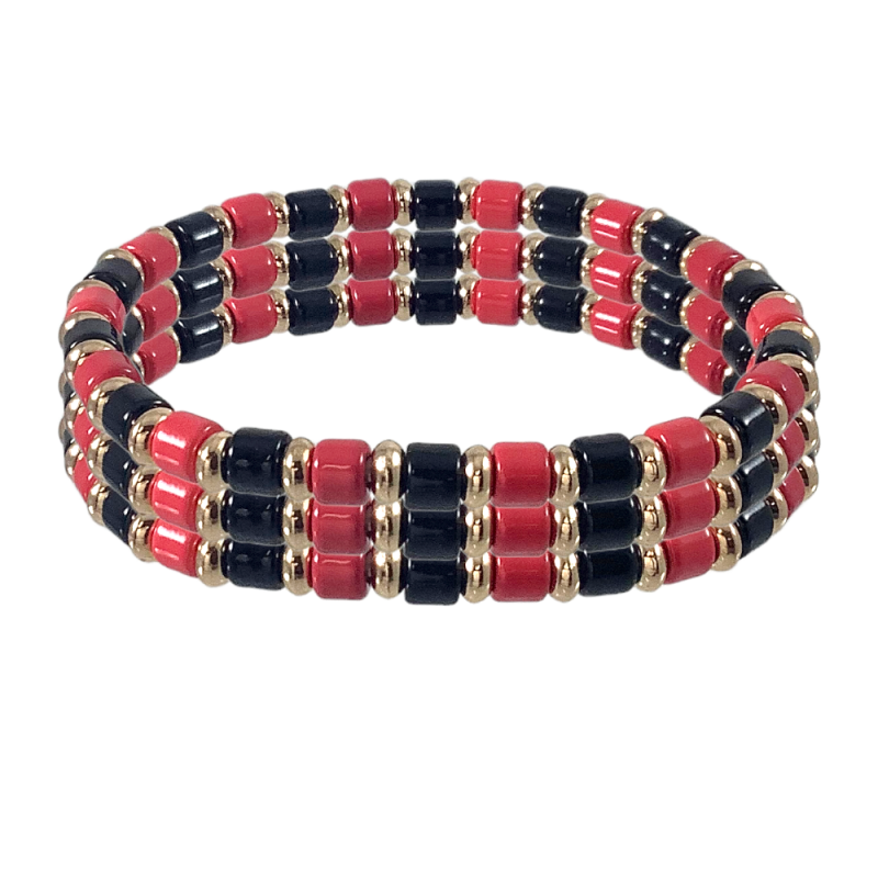 KP Gameday Two Tone & Gold Beaded Stretch Bracelet (Set 3)