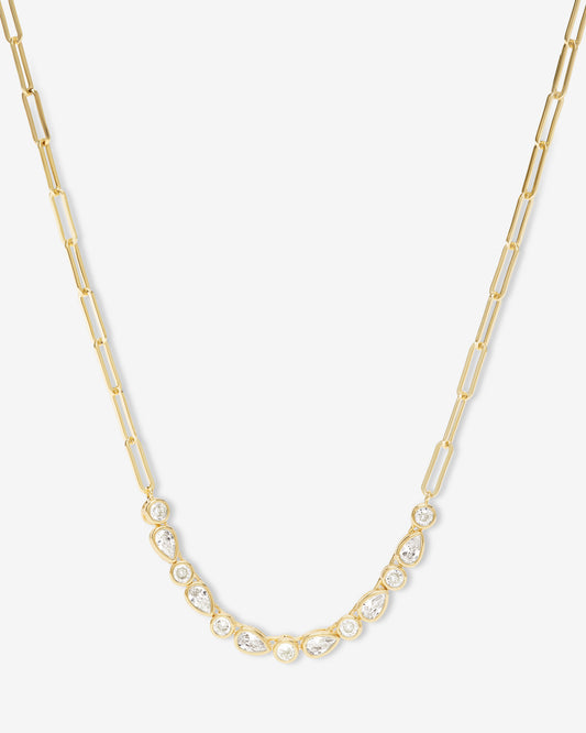 Melinda Maria Isla Samantha Tennis Necklace, Gold/White
