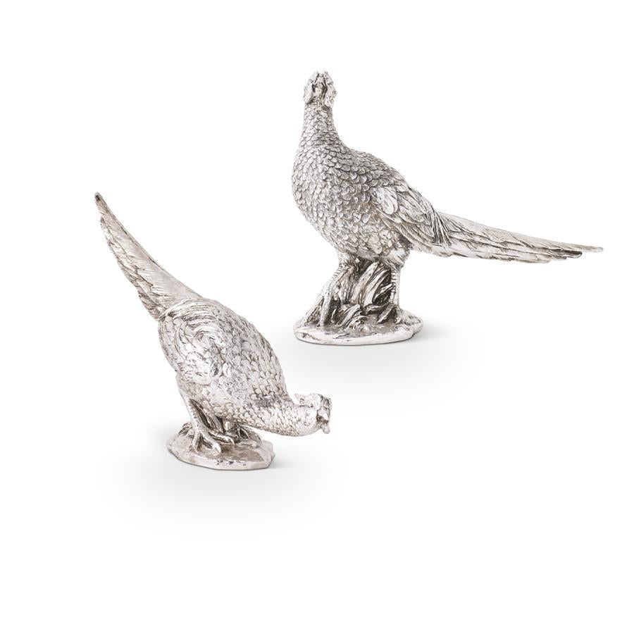 K&K Interiors Antique Silver Resin Pheasants (2 Styles)