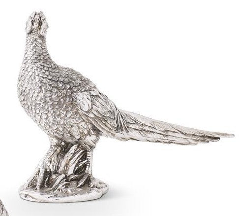 K&K Interiors Antique Silver Resin Pheasants (2 Styles)